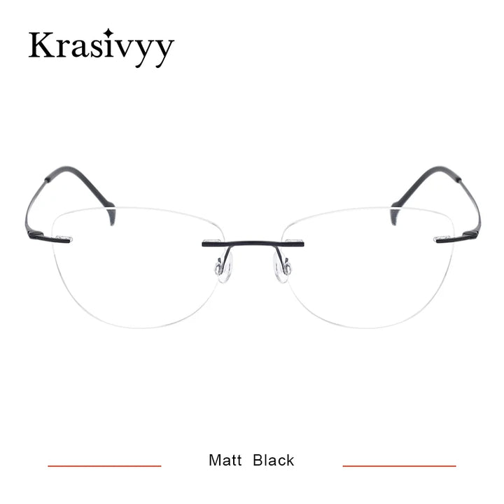 Krasivyy Unisex Rimless Cat Eye Screwless Titanium Eyeglasses 16007