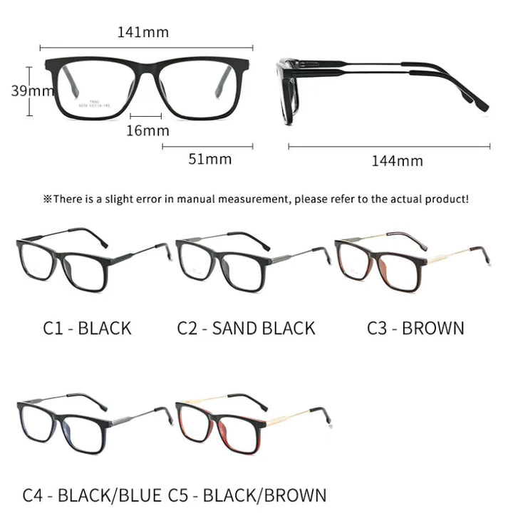 Hotochki Unisex Full Rim Square Tr 90 Alloy Eyeglasses 907849