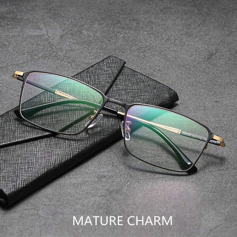 Kocolior Unisex Full Rim Square Titanium Alloy Hyperopic Reading Glasses 39206 Reading Glasses Kocolior   