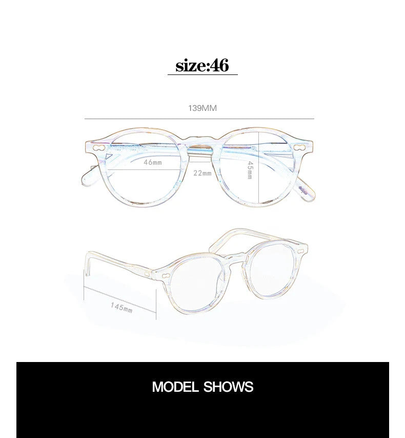 Hewei Unisex Full Rim Round Acetate Polarized Sunglasses 5166 Sunglasses Hewei