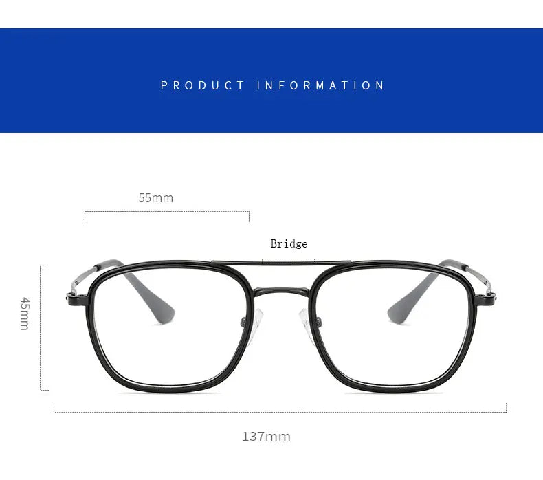 Handoer Women's Full Rim Square Double Bridge Tr 90 Alloy Eyeglasses 72624