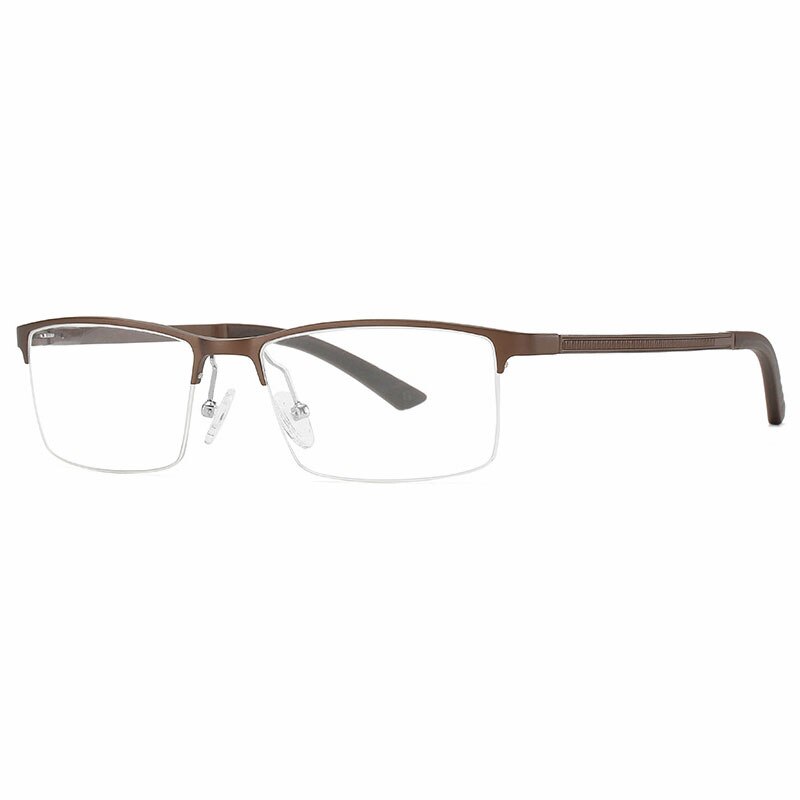 Hotochki Men's Semi Rim Square Alloy Eyeglasses 6337 Semi Rim Hotochki Auburn  