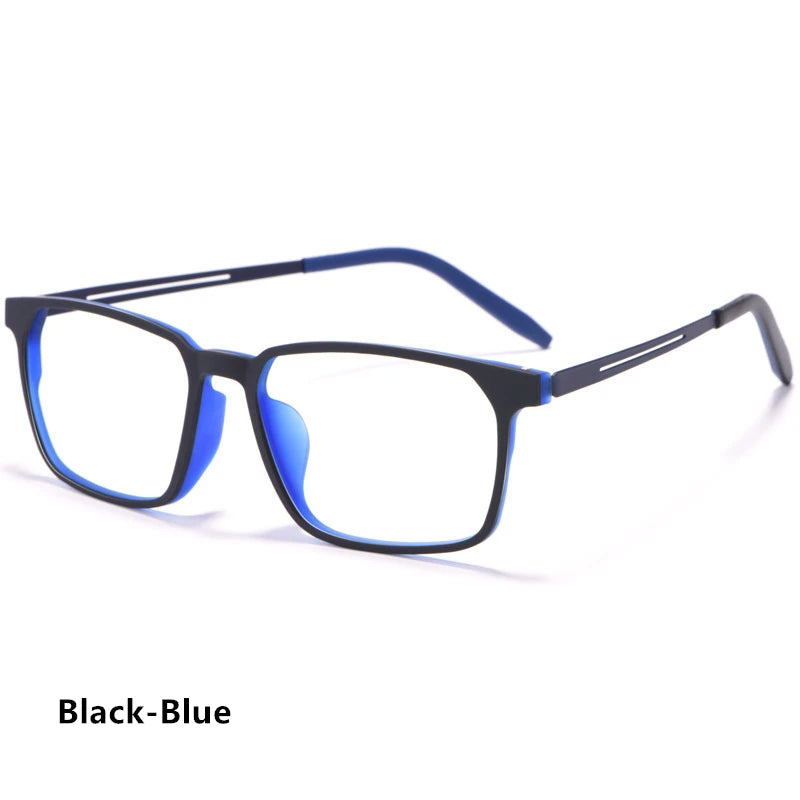 Kocolior Men's Full Rim Large Square Tr 90 Titanium Eyeglasses 3878 Full Rim Kocolior Black Blue