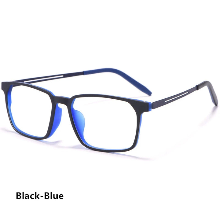 Kocolior Men's Full Rim Large Square Tr 90 Titanium Eyeglasses 3878 Full Rim Kocolior Black Blue  