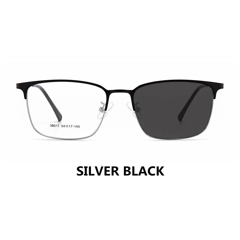 Kocolior Unisex Full Rim Square Alloy Hyperopic Reading Glasses 38011 Reading Glasses Kocolior Photochromic Silver China 0