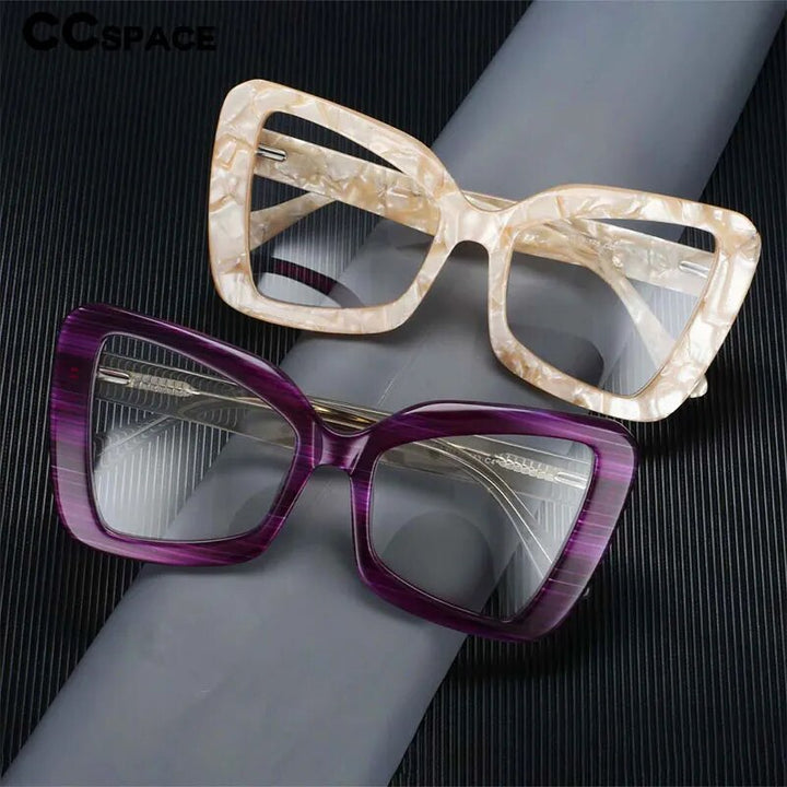 CCspace Women's Full Rim Oversized Butterfly Acetate Hyperopic Reading Glasses R54066 Reading Glasses CCspace