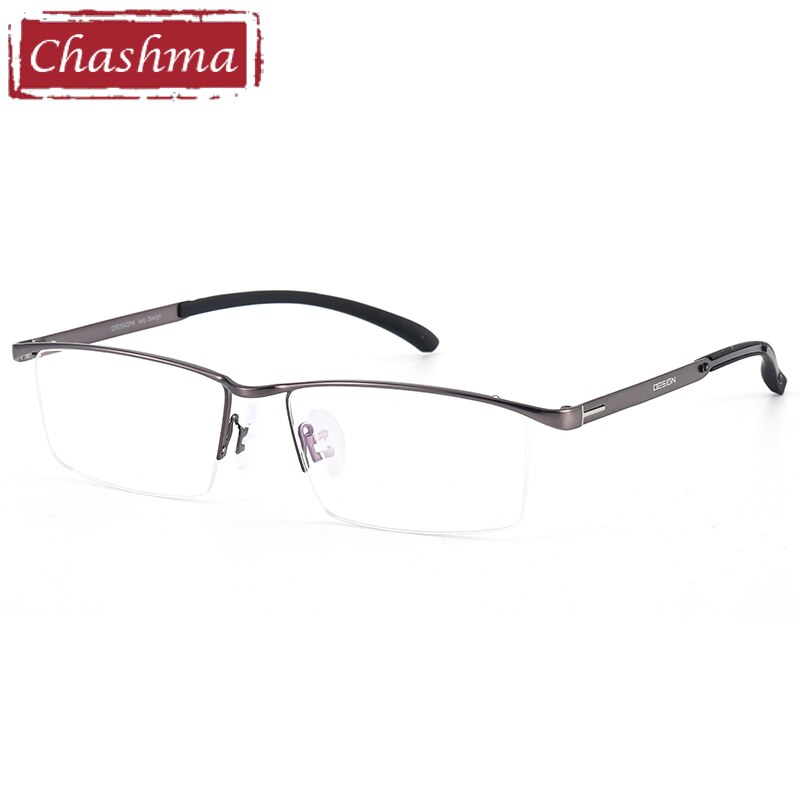 Chashma Men's Semi Rim Rectangle Titanium Alloy Eyeglasses P9317 Semi Rim Chashma Gray  
