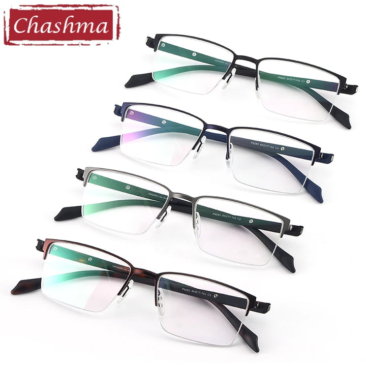 Chashma Ochki Women's Semi Rim Square Titanium Alloy Eyeglasses 49283 Semi Rim Chashma Ochki