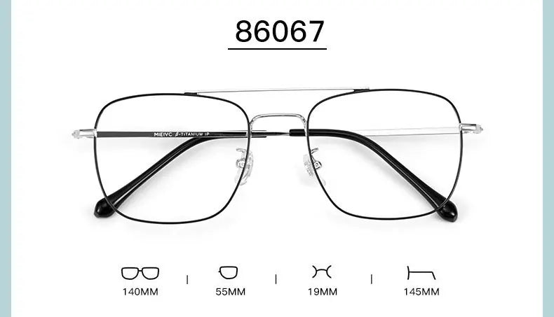 Handoer Unisex Full Rim Square Double Bridge Titanium Eyeglasses 86067