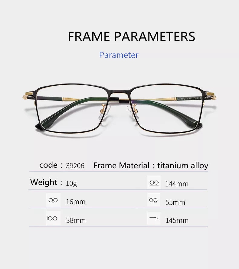 Kocolior Unisex Full Rim Square Titanium Alloy Hyperopic Reading Glasses 39206 Reading Glasses Kocolior