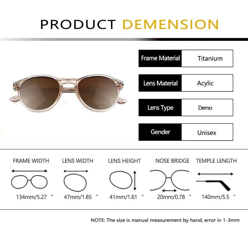 Esnbie Women's Full Rim Round Tr 90 Titanium Eyeglasses Clip On Sunglasses 680561