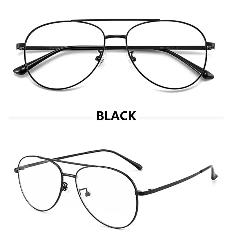 Kocolior Unisex Full Rim Large Oval Double Bridge Titanium Eyeglasses 2194 Full Rim Kocolior Black China
