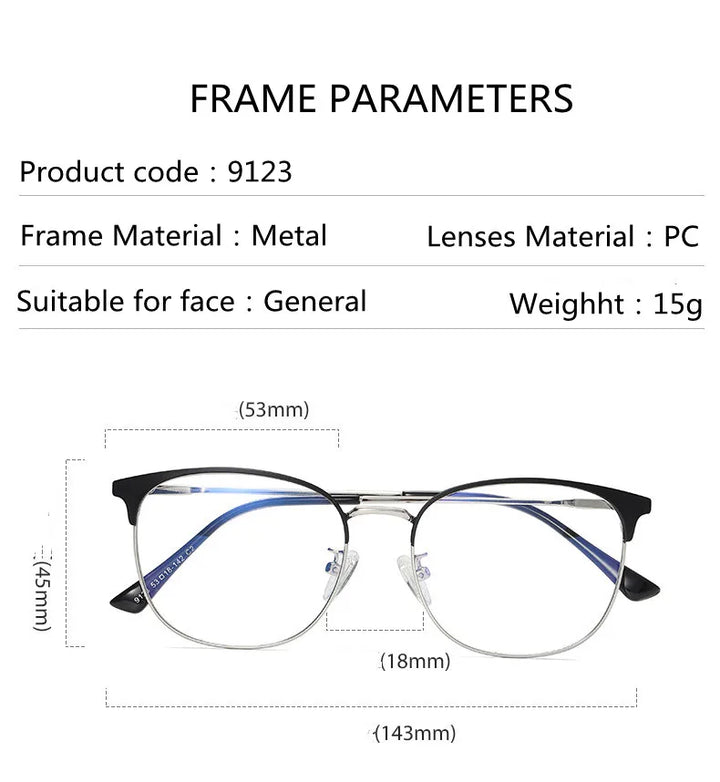 Kocolior Unisex Full Rim Square Acetate Alloy Brow Line Eyeglasses 9123 Full Rim Kocolior   