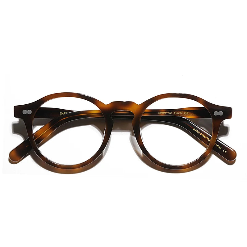 Hewei Unisex Full Rim Round Acetate Eyeglasses 5166 Full Rim Hewei tortoise