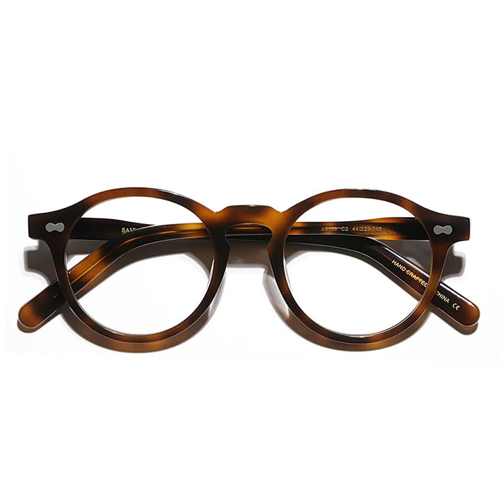 Hewei Unisex Full Rim Round Acetate Eyeglasses 5166 Full Rim Hewei tortoise