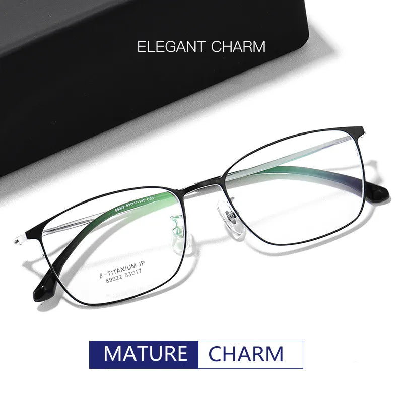 Kocolior Unisex Full Rim Square Titanium Alloy Eyeglasses 89022 Full Rim Kocolior   