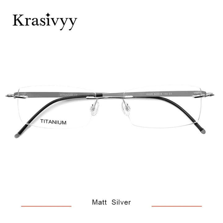 Krasivyy Unisex Rimless Square Oval Titanium Eyeglasses 316028