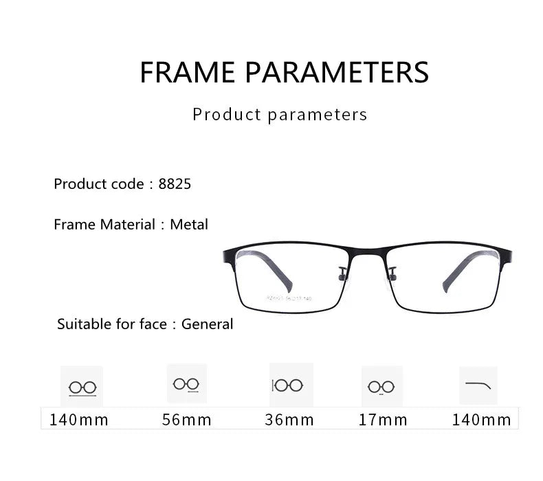 Kocolior Unisex Full Rim Square Alloy Hyperopic Reading Glasses 8825 Reading Glasses Kocolior