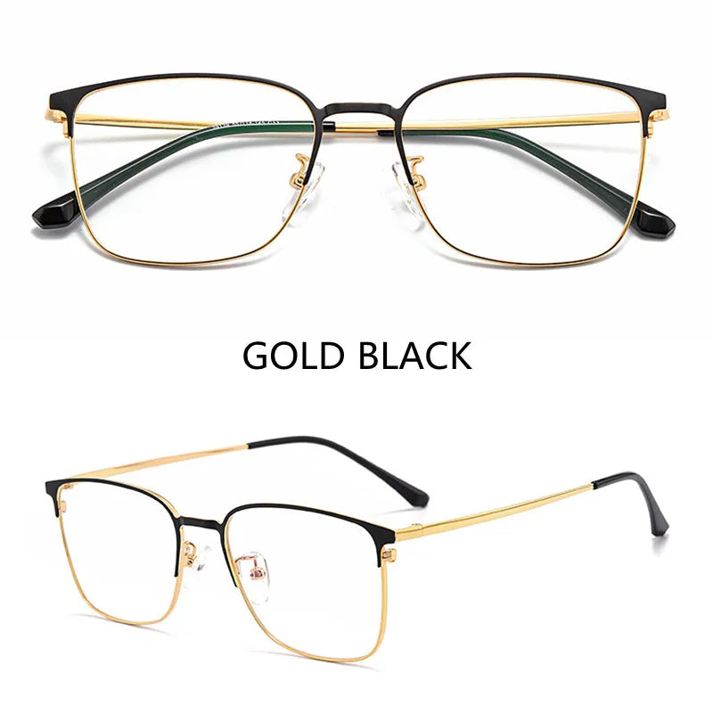 Kocolior Unisex Full Rim Rectangle Alloy Eyeglasses 39139 Full Rim Kocolior Gold Black China