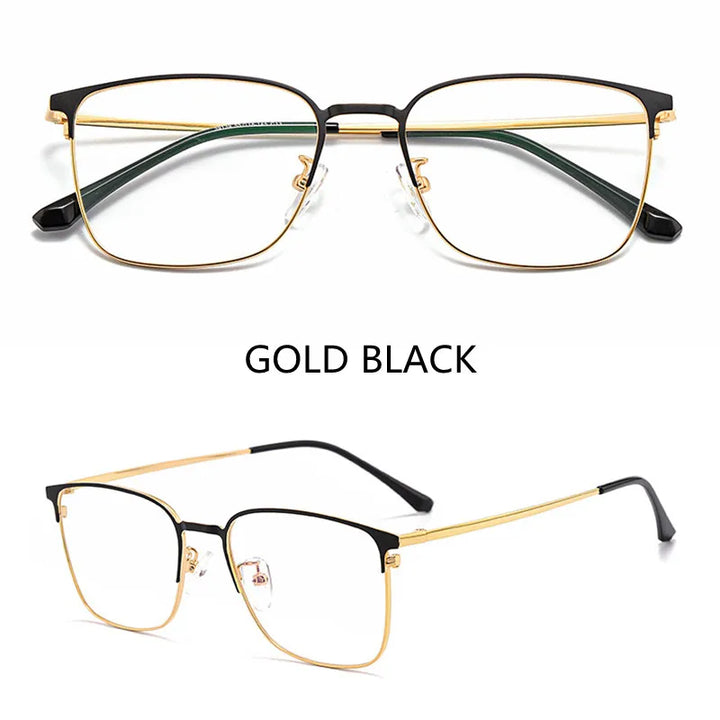 Kocolior Unisex Full Rim Rectangle Alloy Eyeglasses 39139 Full Rim Kocolior Gold Black China