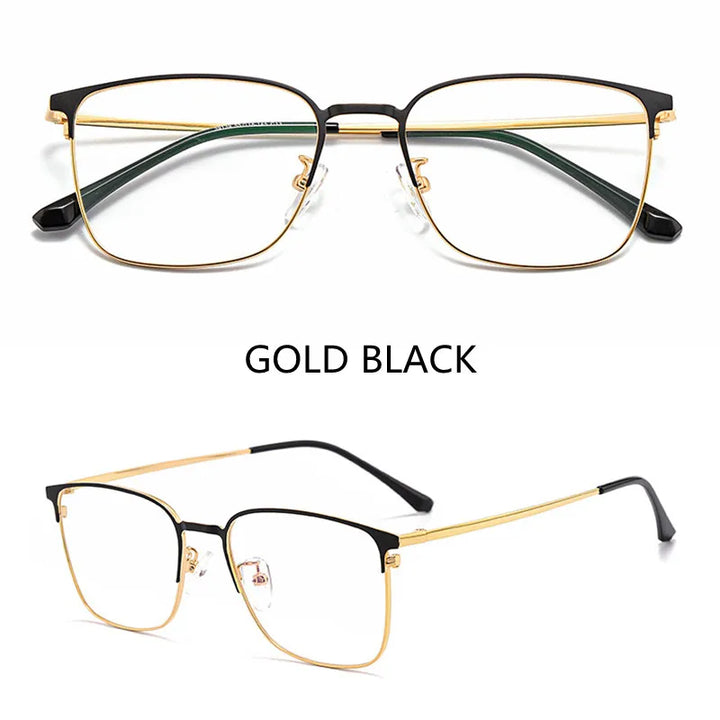 Kocolior Unisex Full Rim Rectangle Alloy Eyeglasses 39139 Full Rim Kocolior Gold Black China 
