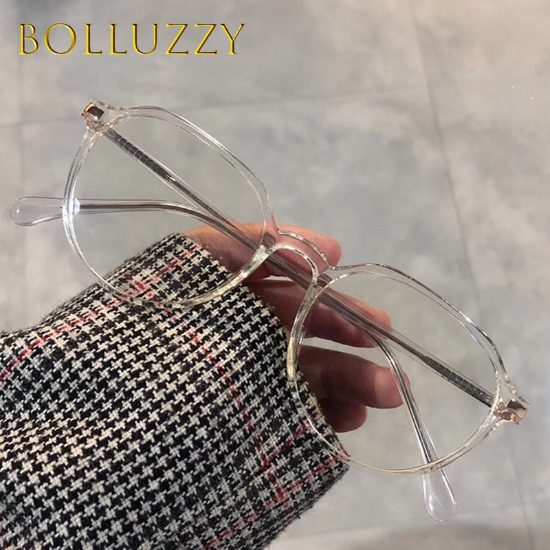 Bolluzzy Unisex Full Rim Flat Top Round Tr 90 Acetate Alloy Eyeglasses 524317 Full Rim Bolluzzy   
