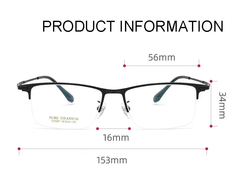 Handoer Unisex Semi Rim Big Square Tr 90 Titanium Eyeglasses 79007