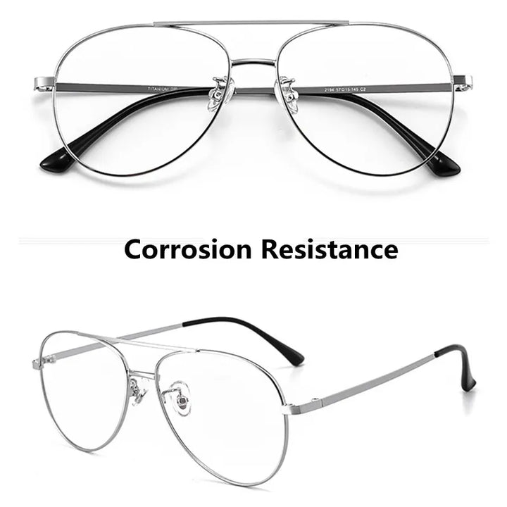 Kocolior Unisex Full Rim Large Oval Double Bridge Titanium Eyeglasses 2194 Full Rim Kocolior