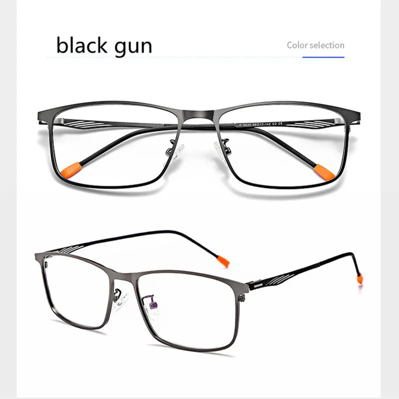 Kocolior Unisex Full Rim Square Alloy Hyperopic Reading Glasses 8835 Reading Glasses Kocolior Black Gun 0