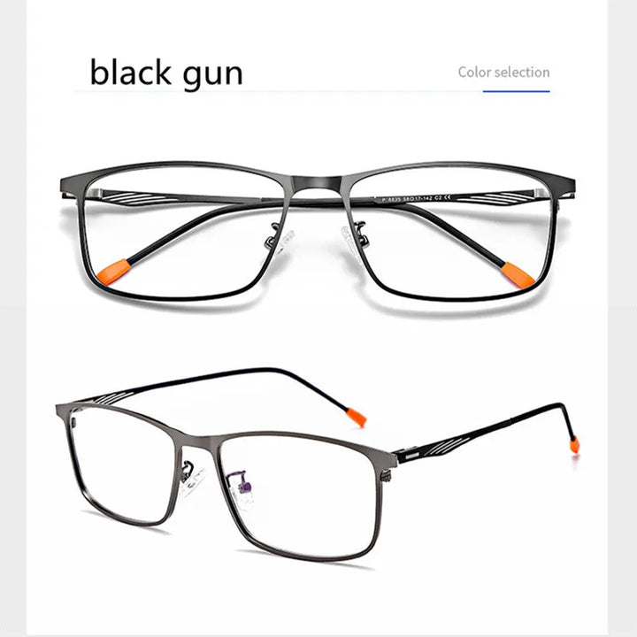 Kocolior Unisex Full Rim Square Alloy Hyperopic Reading Glasses 8835 Reading Glasses Kocolior Black Gun 0