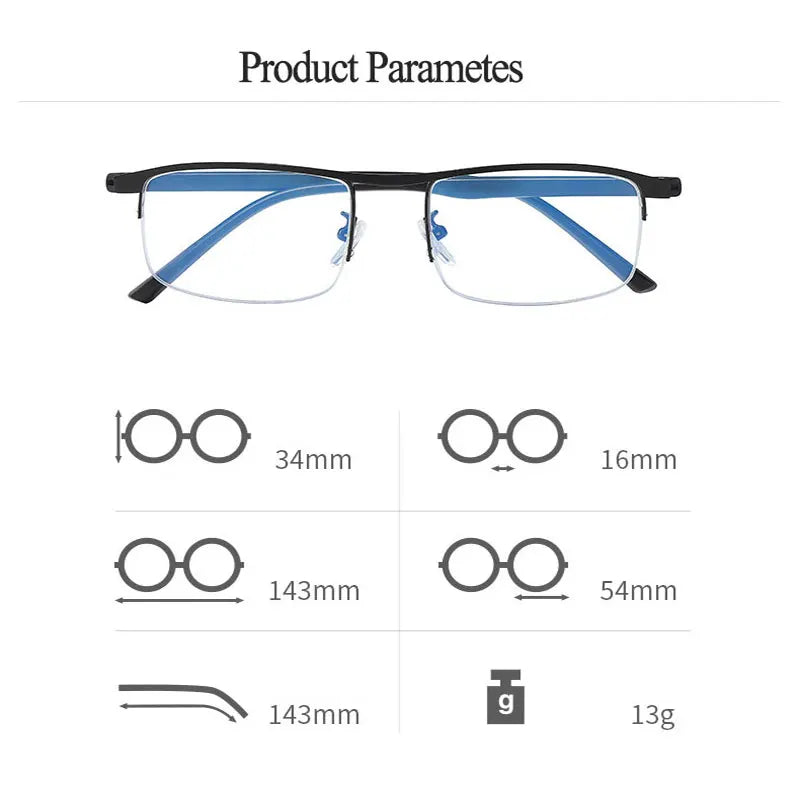 Hotochki Mens Semi Rim Square Alloy Eyeglasses Zy8801 Semi Rim Hotochki