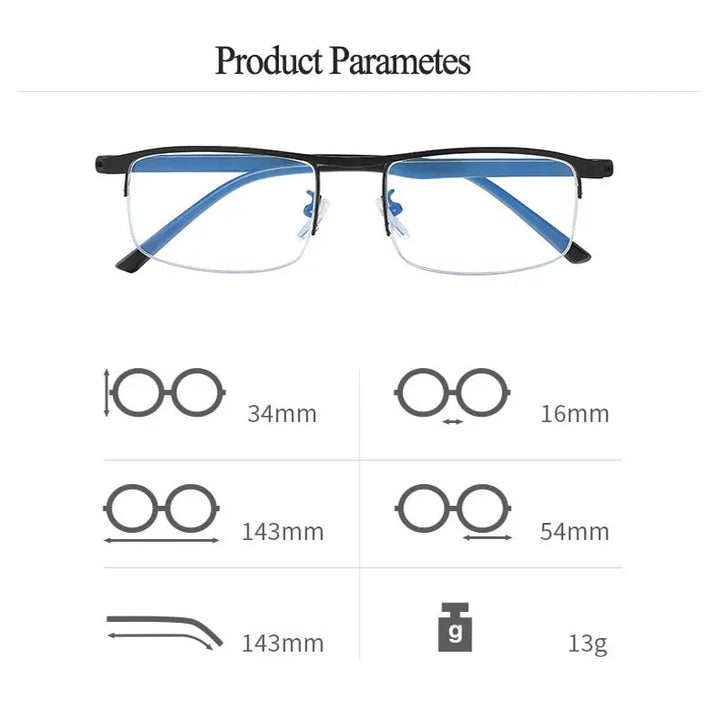 Hotochki Mens Semi Rim Square Alloy Eyeglasses Zy8801 Semi Rim Hotochki