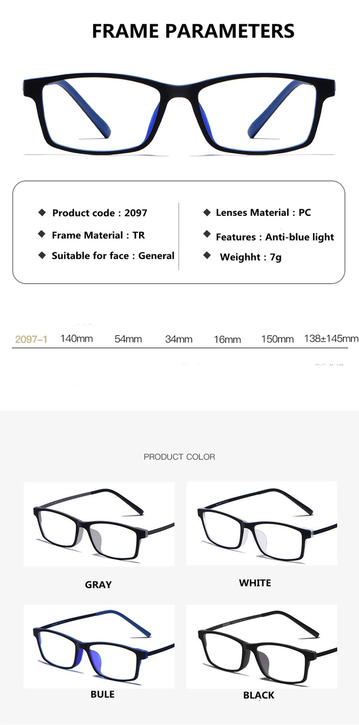Kocolior Unisex Full Rim Square Titanium Eyeglasses 2097 Full Rim Kocolior