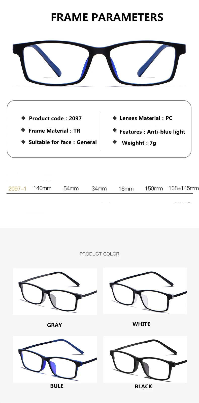 Kocolior Unisex Full Rim Square Titanium Eyeglasses 2097 Full Rim Kocolior   