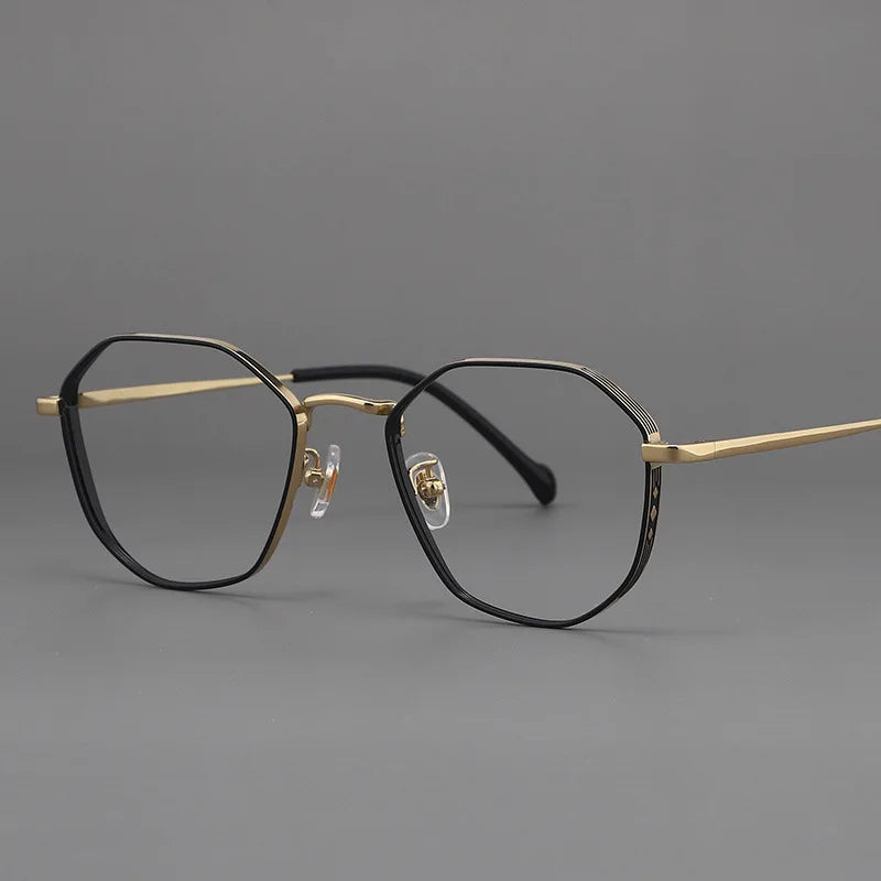 Muzz Unisex Full Rim Flat Top Polygon Titanium Eyeglasses 817321