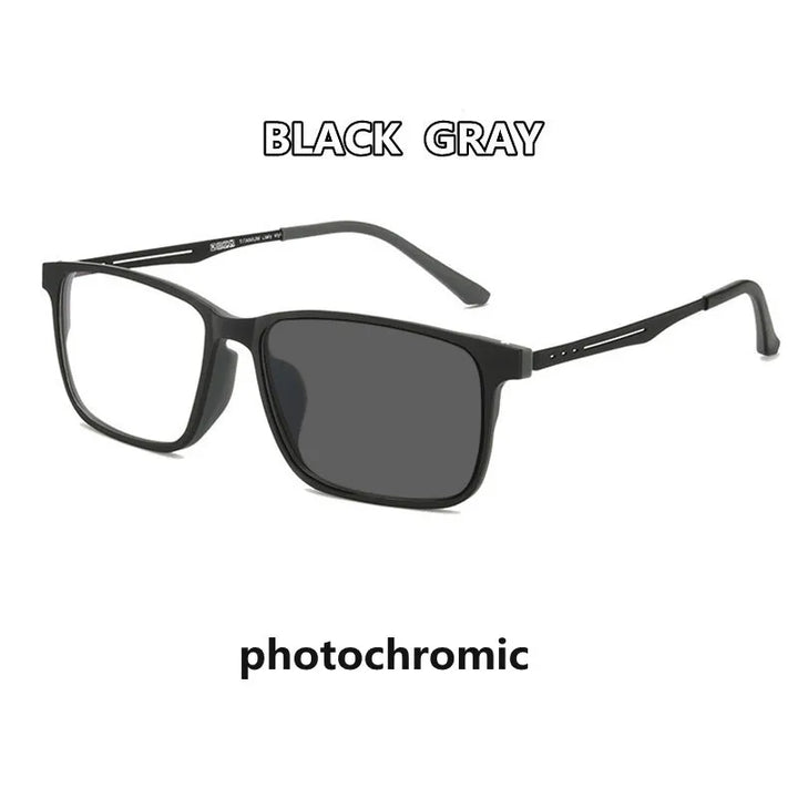 Kocolior Unisex Full Rim Square Tr 90 Titanium Hyperopic Reading Glasses F3003 Reading Glasses Kocolior Gray photochromic 0