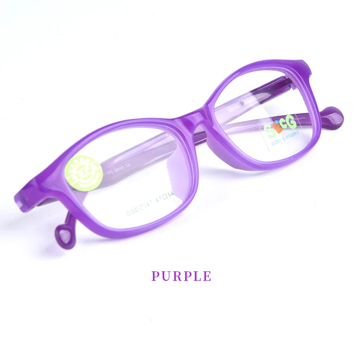 Secg Unisex Children's Full Rim Square Tr 90 Silicone Eyeglasses 26047 Full Rim Secg purple