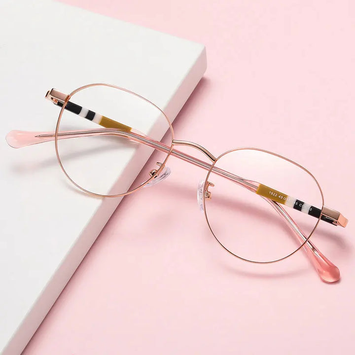 Handoer Women's Full Rim Flat Top Oval Alloy Eyeglasses 41922