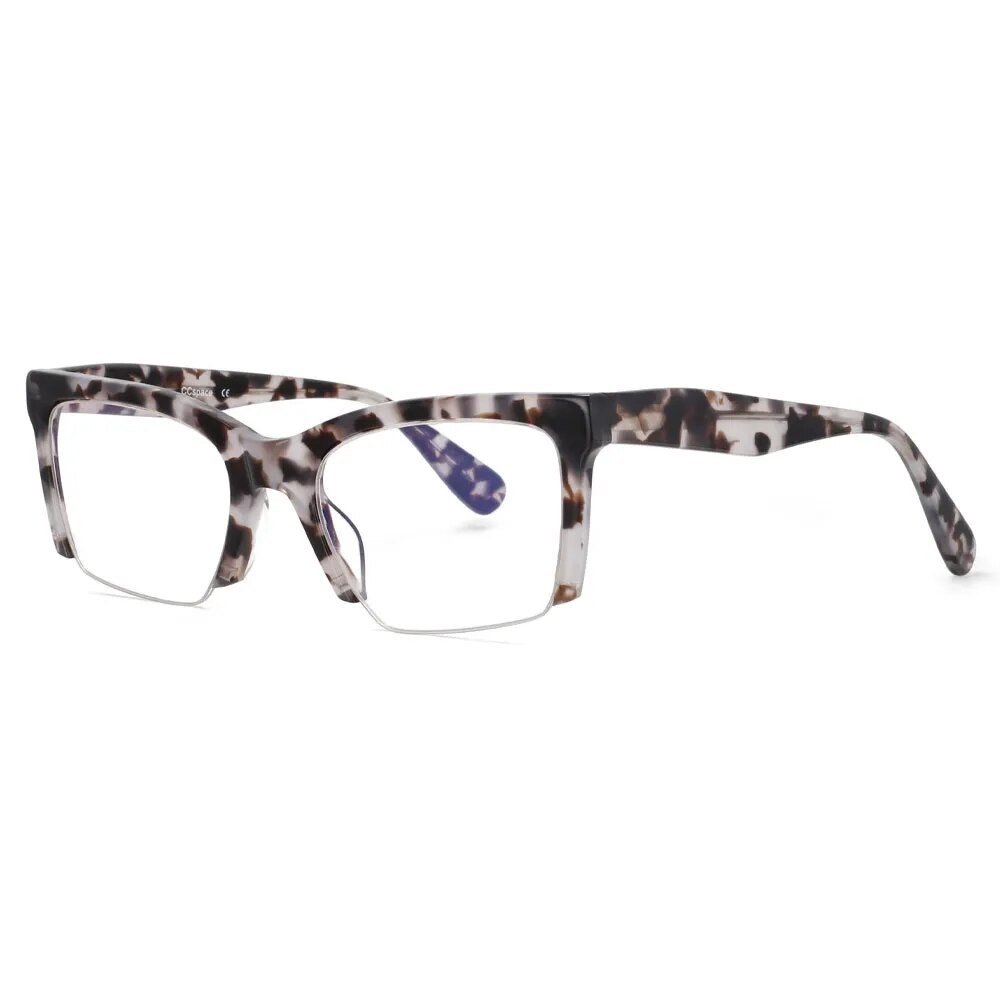 CCspace Women's Semi Rim Square Acetate Hyperopic Reading Glasses R49409 Reading Glasses CCspace C5 0