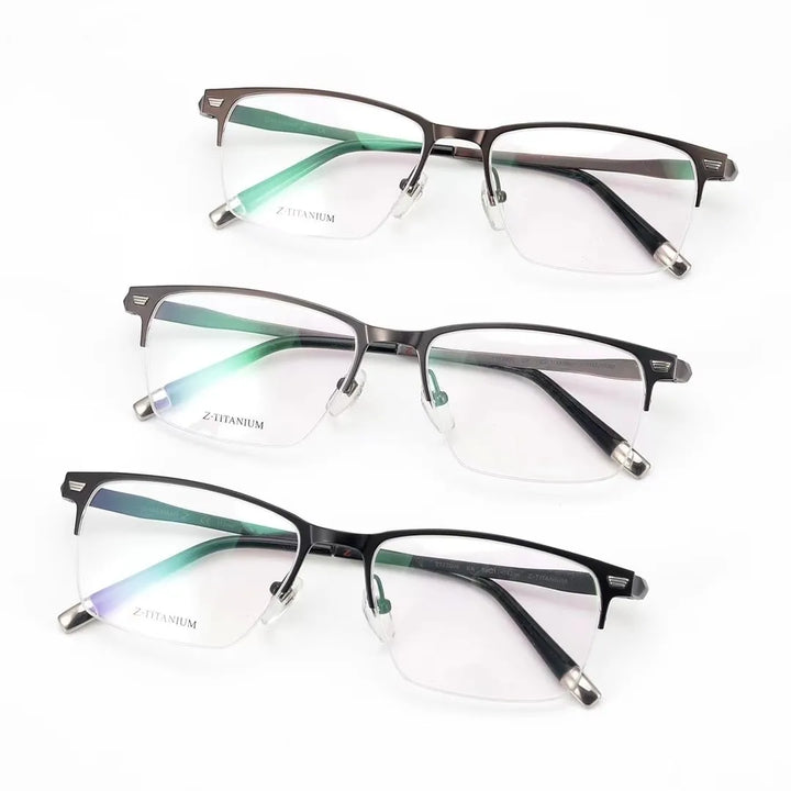 Aimee Men's Semi Rim Square Titanium Acetate Eyeglasses 27009 Semi Rim Aimee