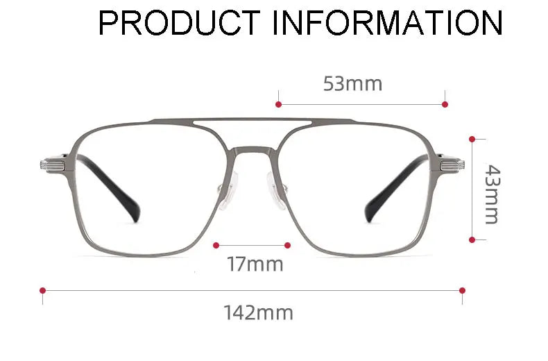 Handoer Unisex Full Rim Square Double Bridge Al Mg Alloy Eyeglasses 85053