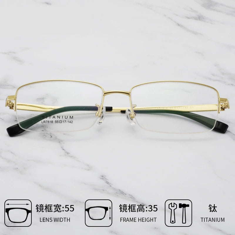 Bclear Men's Semi Rim Square Titanium Eyeglasses 47818 Semi Rim Bclear