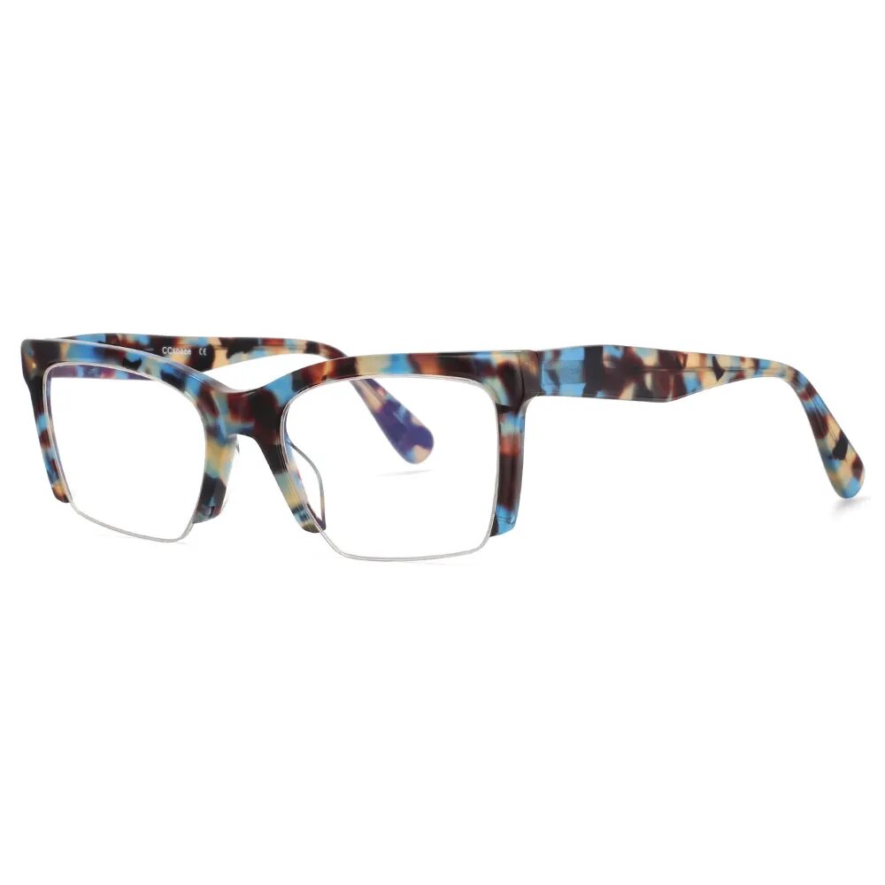 CCspace Women's Semi Rim Square Acetate Hyperopic Reading Glasses R49409 Reading Glasses CCspace C4 0