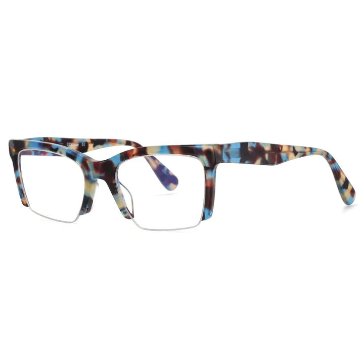 CCspace Women's Semi Rim Square Acetate Hyperopic Reading Glasses R49409 Reading Glasses CCspace C4 0