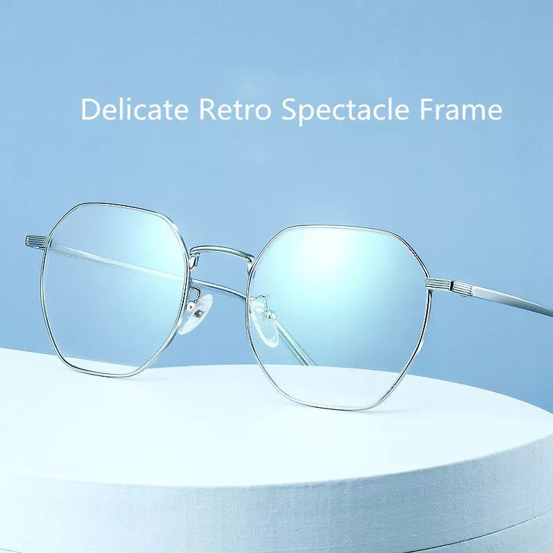 Kocolior Unisex Full Rim Irregular Polygon Titanium Alloy Eyeglasses 19059 Full Rim Kocolior   