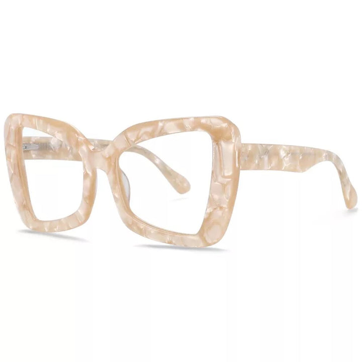 CCspace Women's Full Rim Oversized Butterfly Acetate Hyperopic Reading Glasses R54066 Reading Glasses CCspace Gold 0