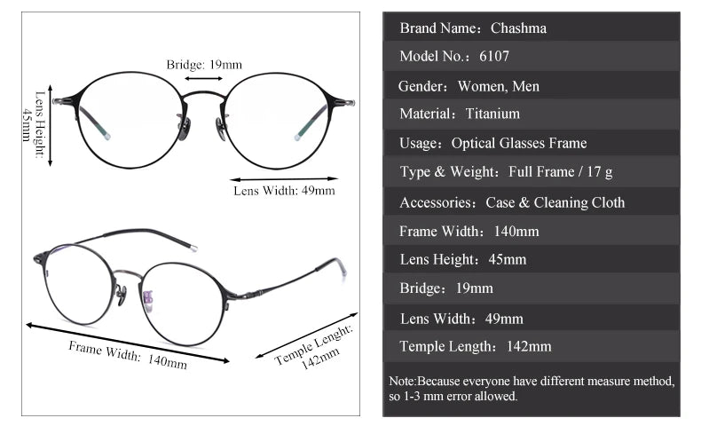 Chashma Ochki Women's Full Rim Round Titanium Eyeglasses 316107