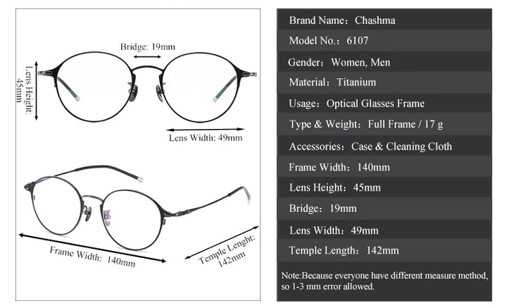 Chashma Ochki Women's Full Rim Round Titanium Eyeglasses 316107