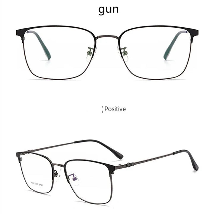 Kocolior Unisex Full Rim Large Square Alloy Hyperopic Reading Glasses 38001 Reading Glasses Kocolior Black Gun +25