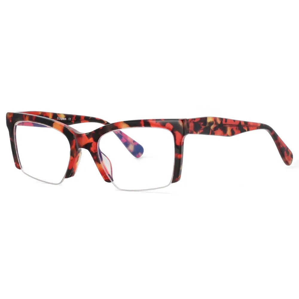 CCspace Women's Semi Rim Square Acetate Hyperopic Reading Glasses R49409 Reading Glasses CCspace C3 0